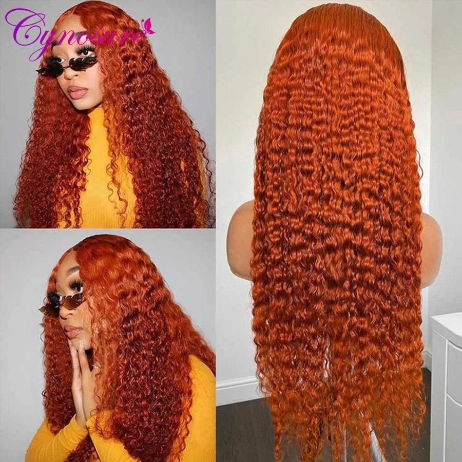 Ginger Lace Front Human Hair Wigs Deep Wave Lace Front Wig Colored Curly Human Hair Wigs Cynosure 13x4/13x6 HD Lace Frontal Wig