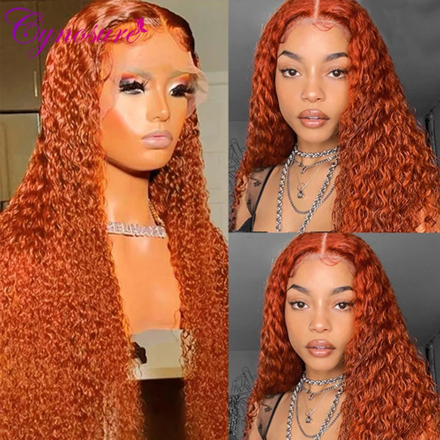 Ginger Lace Front Human Hair Wigs Deep Wave Lace Front Wig Colored Curly Human Hair Wigs Cynosure 13x4/13x6 HD Lace Frontal Wig