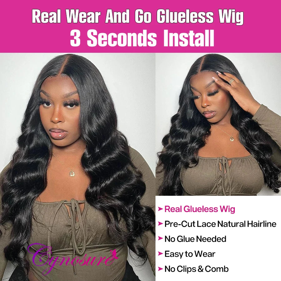 Cynosure Hair Glueless Wig Human Hair Ready to Wear Pre plucked Brazilian Body Wave Lace Front Wigs For Black Women Human Hair