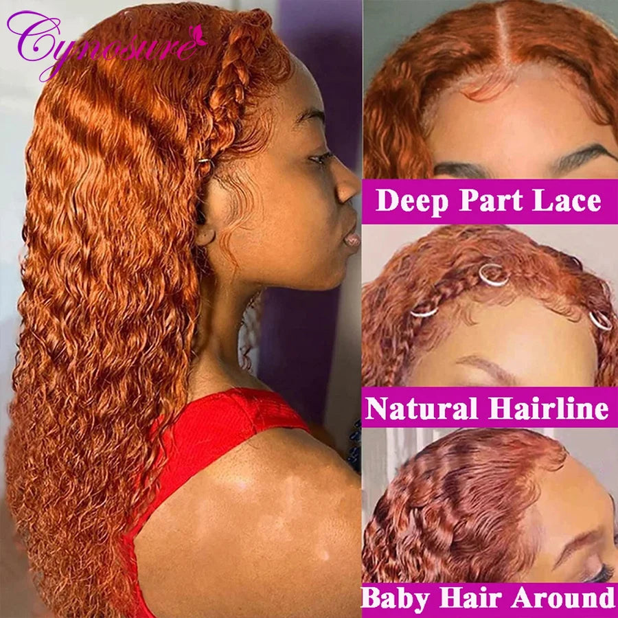 Ginger Lace Front Human Hair Wigs Deep Wave Lace Front Wig Colored Curly Human Hair Wigs Cynosure 13x4/13x6 HD Lace Frontal Wig