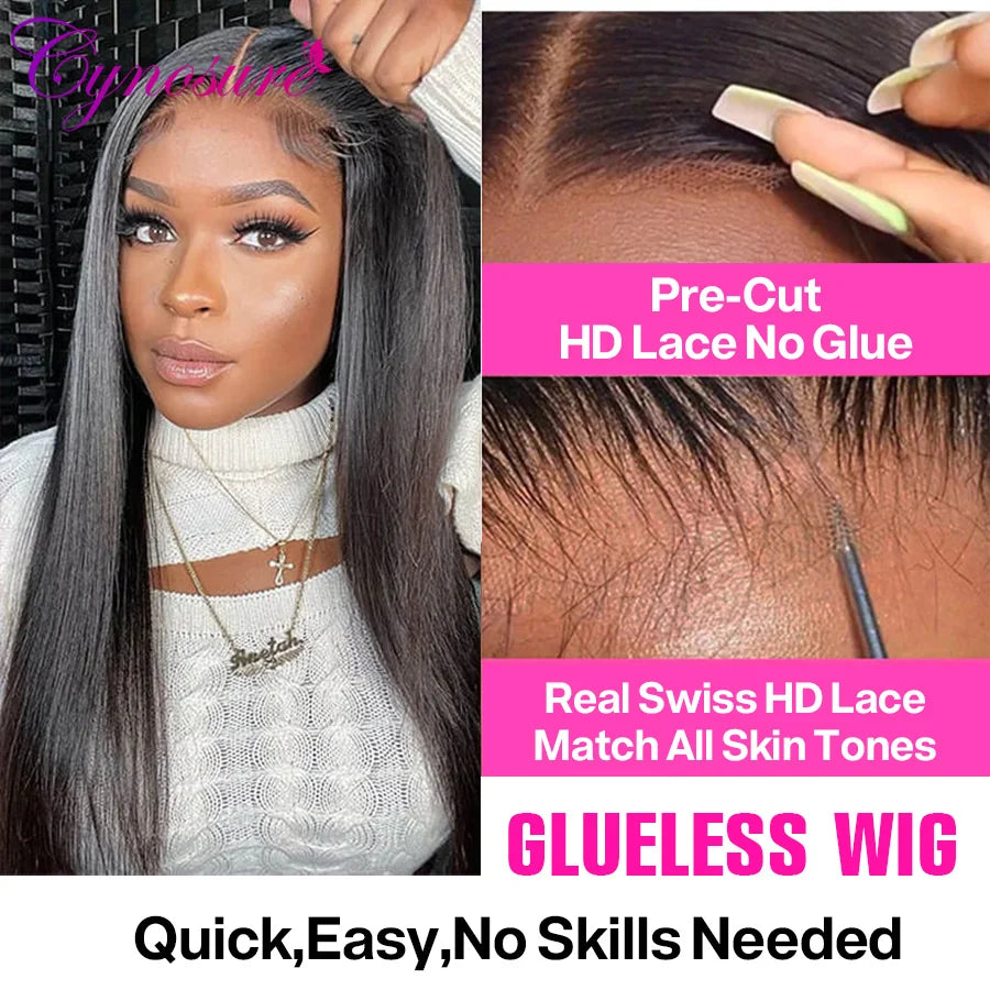 Cynosure Hair 13x4 Glueless Wig Human Hair Ready to Wear Pre plucked Brazilian Straight Lace Front Wigs For Women Human Hair Wig