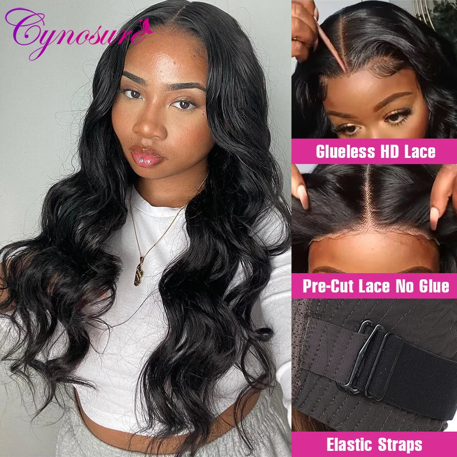 Cynosure Hair Glueless Wig Human Hair Ready to Wear Pre plucked Brazilian Body Wave Lace Front Wigs For Black Women Human Hair