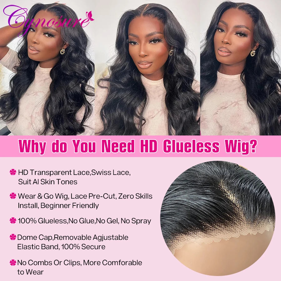 Cynosure Hair Glueless Wig Human Hair Ready to Wear Pre plucked Brazilian Body Wave Lace Front Wigs For Black Women Human Hair