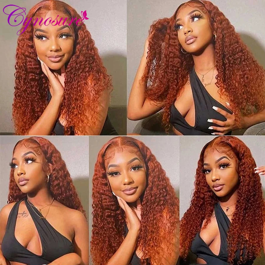 Ginger Lace Front Human Hair Wigs Deep Wave Lace Front Wig Colored Curly Human Hair Wigs Cynosure 13x4/13x6 HD Lace Frontal Wig