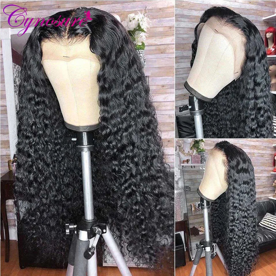 Cynosure Kinky Curly Lace Front Wig Full Lace Front Human Hair Wigs For Black Women 30 34 Inch HD Wet And Wavy Curly Frontal Wig