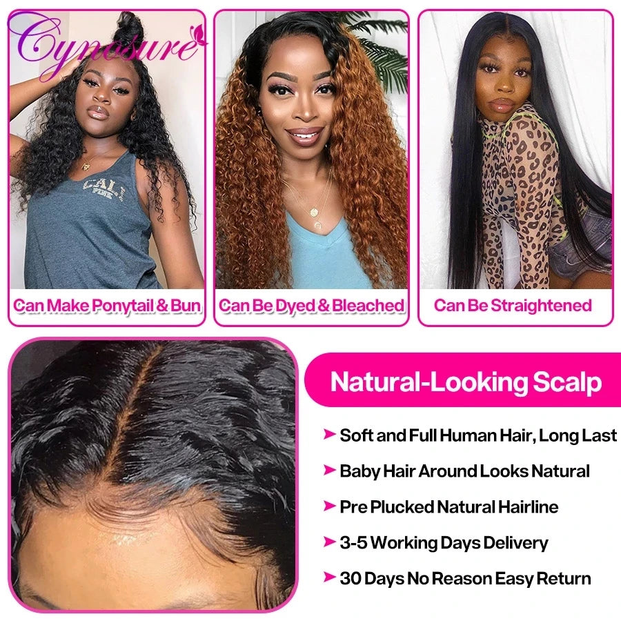 Water Wave Closure Wig Human Hair Lace Frontal Wigs Remy Lace Front Wig Pre Plucked Bleached Knots Wigs 13x4 Frontal Lace Wig