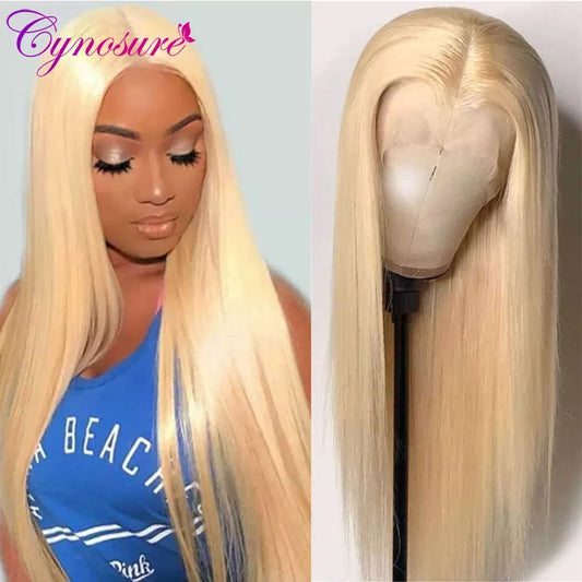 Cynosure 613 Blonde T Part HD Transparent Lace Front Human Hair Wigs For Black Women Brazilian Straight 13x4x1Lace Frontal wigs