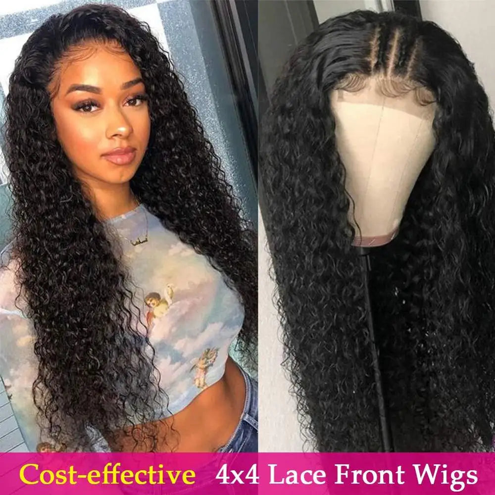 Cynosure HD Transparent 13x4 Lace Front Human Hair Wigs For Women Preplucked Mongolian Kinky Curly Remy Lace Frontal Wig