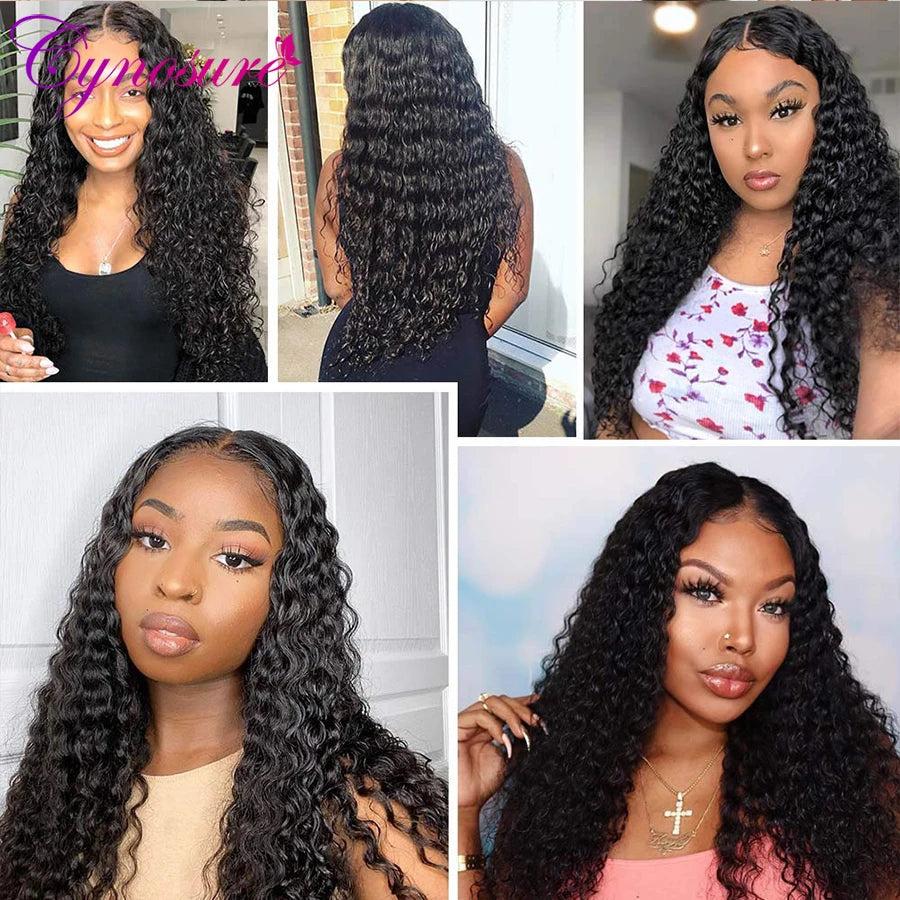 Cynosure HD Transparent Lace Front Human Hair Wigs for Black Women Preplucked T Part Remy Brazilian Deep Wave Lace Frontal Wig