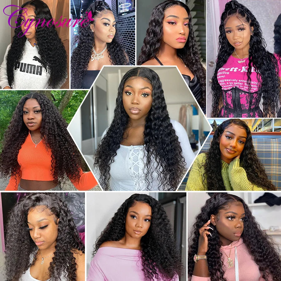 Cynosure Deep Wave Frontal Wig 13x6 HD Lace Frontal Human Hair Wigs For Women Preplucked Deep Curly Lace Front Human Hair Wigs