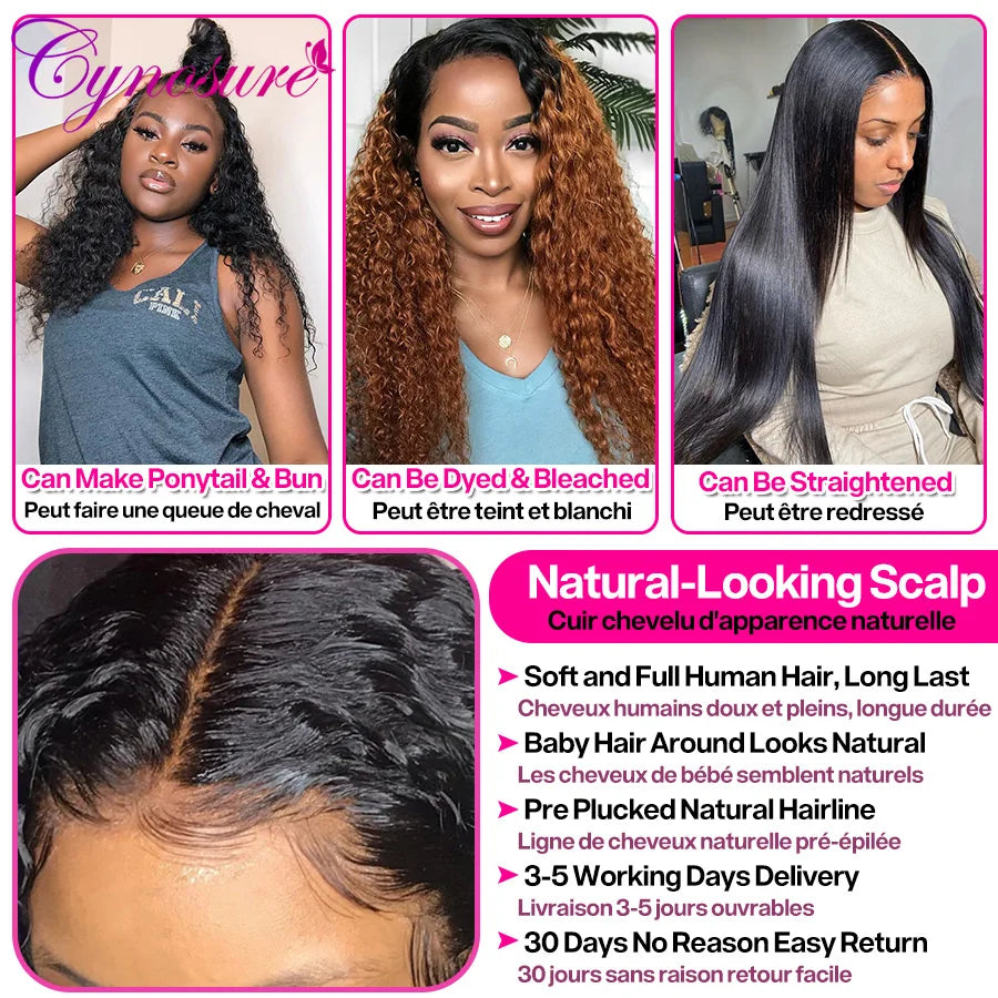 Cynosure Brazilian Kinky Curly Lace Front Wig Human Hair Wigs For Black Women 4x4 Glueless Lace Closure Wig Prelucked Hairline