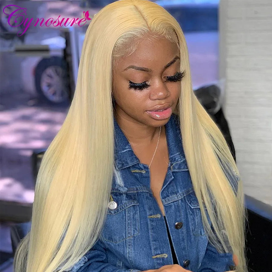 Cynosure 613 Blonde T Part HD Transparent Lace Front Human Hair Wigs For Black Women Brazilian Straight 13x4x1Lace Frontal wigs