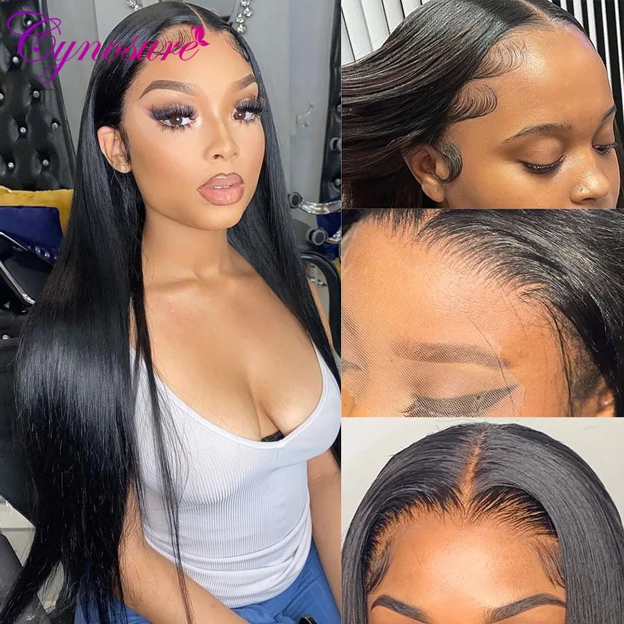 Cynosure HD Transparent 5x5 Lace Closure Wig 13x4 Lace Front Human Hair Wigs For Black Women Straight Lace Frontal Wig Remy Hair