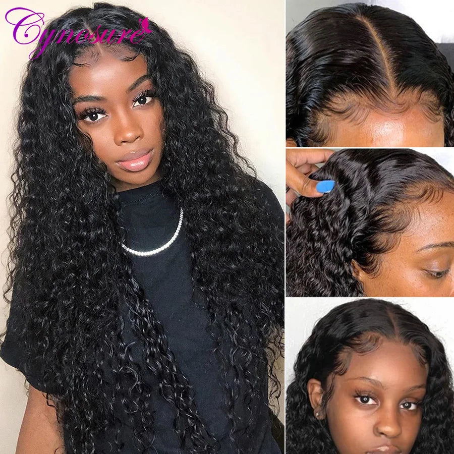 Cynosure #4/30 Highlight Lace Front Human Hair Wigs For Black Women T Middle Part Brazilian Water Wave Lace Frontal Wig Remy