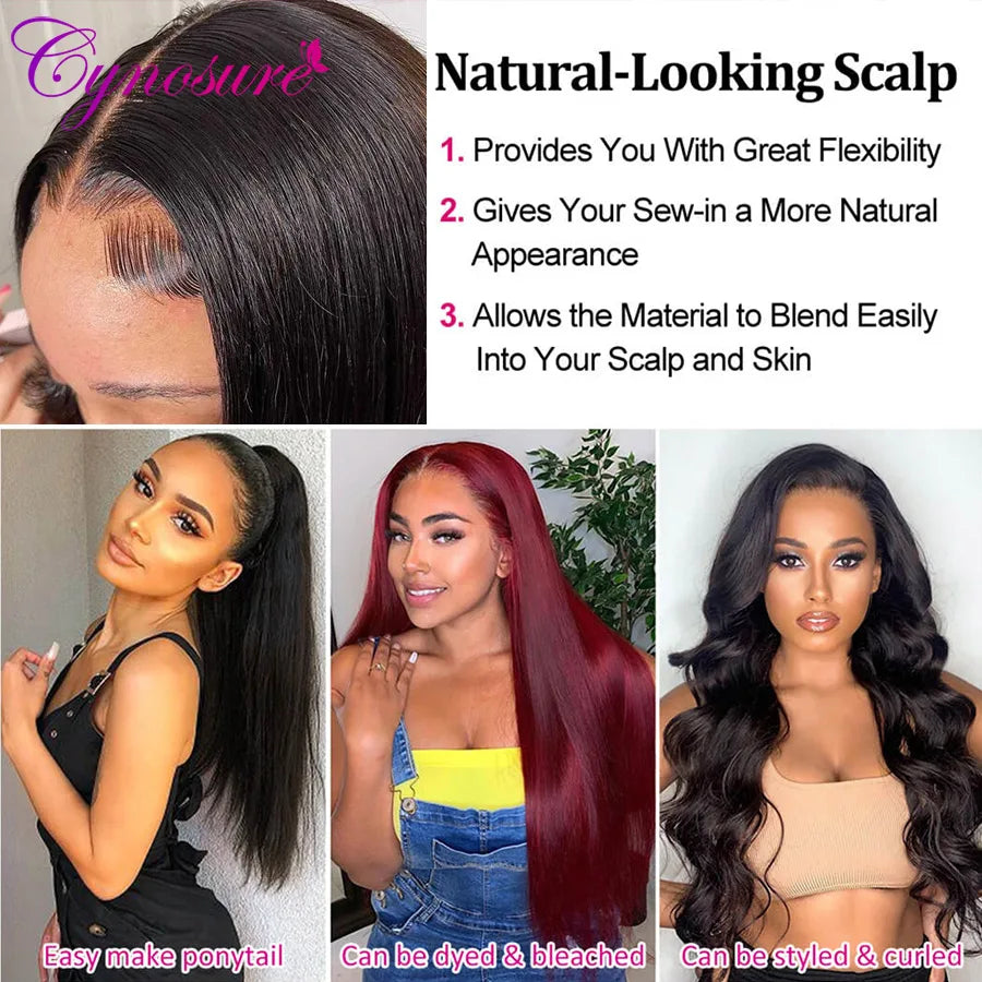 Cynosure HD Transparent 5x5 Lace Closure Wig 13x4 Lace Front Human Hair Wigs For Black Women Straight Lace Frontal Wigs Full End