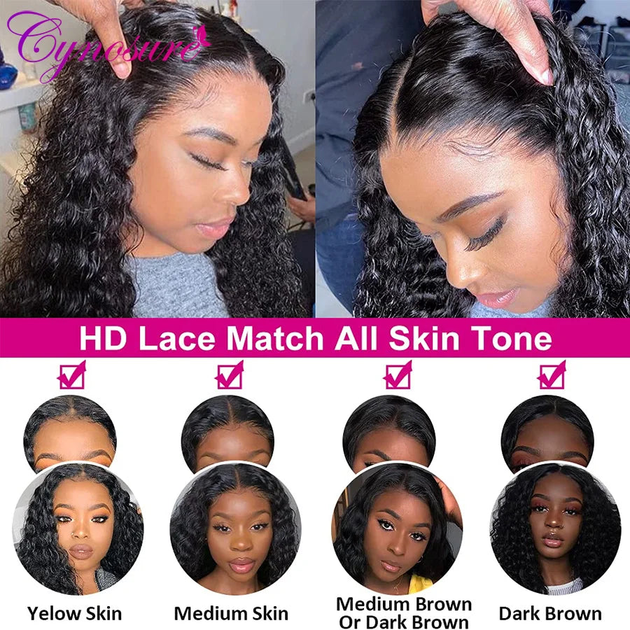 Water Wave Wig HD Lace Frontal Wig Pre Plucked Cynosure Wigs 4x4 Lace Closure Wig Human Hair Wigs for Women PrePlucked Remy Hair