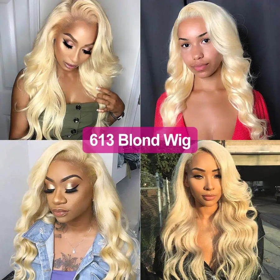 Cynosure 613 Blonde Lace Frontal Wig 13x4 Brazilian Body Wave Lace Front Wig Preplucked Transparent Lace Front Human Hair Wigs