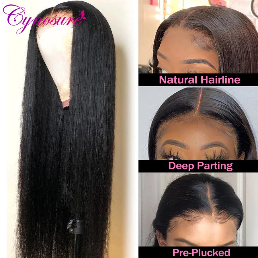 Cynosure HD Transparent 5x5 Lace Closure Wig 13x4 Lace Front Human Hair Wigs For Black Women Straight Lace Frontal Wigs Full End