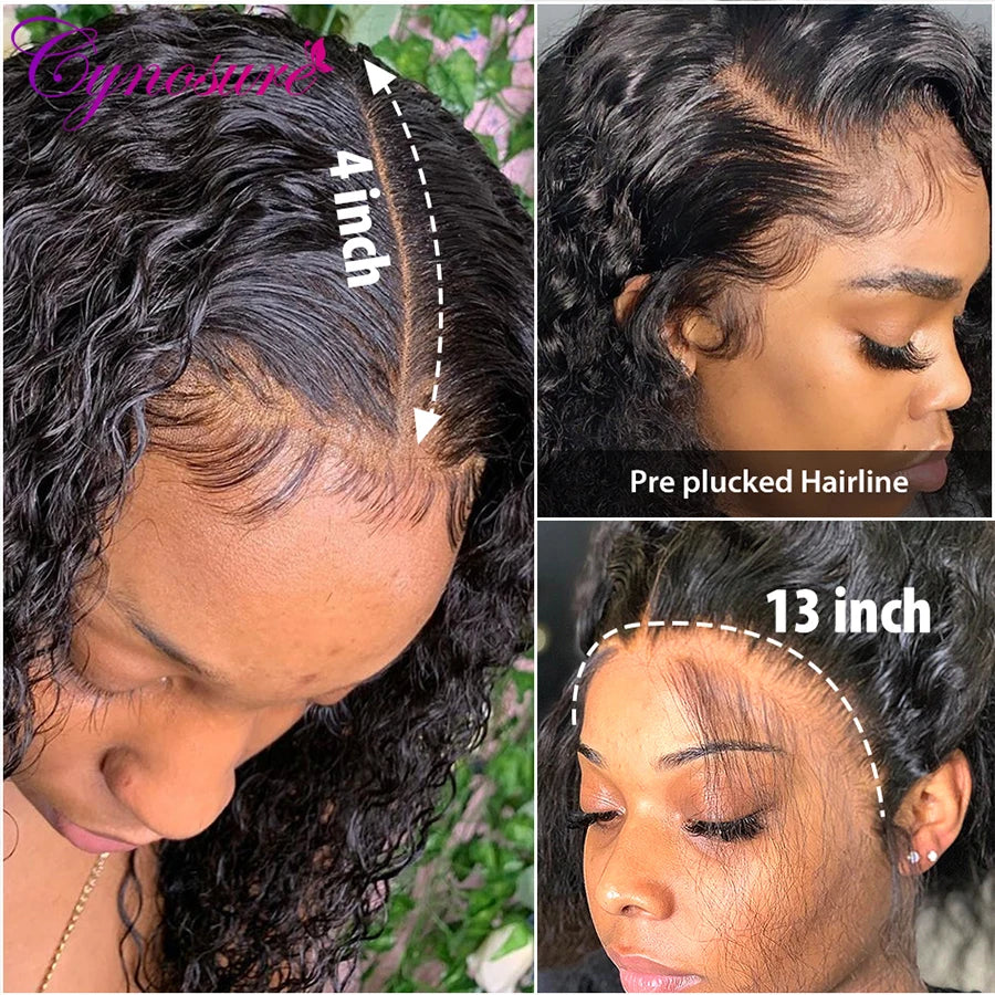 Cynosure Kinky Curly Lace Front Wig Full Lace Front Human Hair Wigs For Black Women 30 34 Inch HD Wet And Wavy Curly Frontal Wig