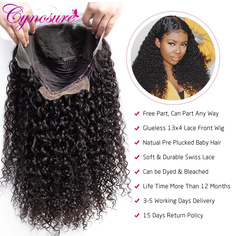 Cynosure 13x4/13x6 Lace Front Human Hair Wigs for Black Women Remy Mongolia Kinky Curly 360 Lace Frontal Wig With Baby Hair