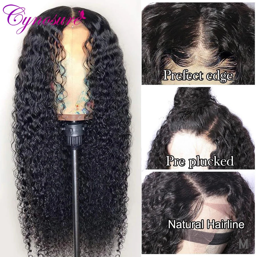 Cynosure Kinky Curly Human Hair Wigs 150% Density 13x4 Peruvian Human Hair Wigs Natural Color Remy Lace Front Human Hair Wigs