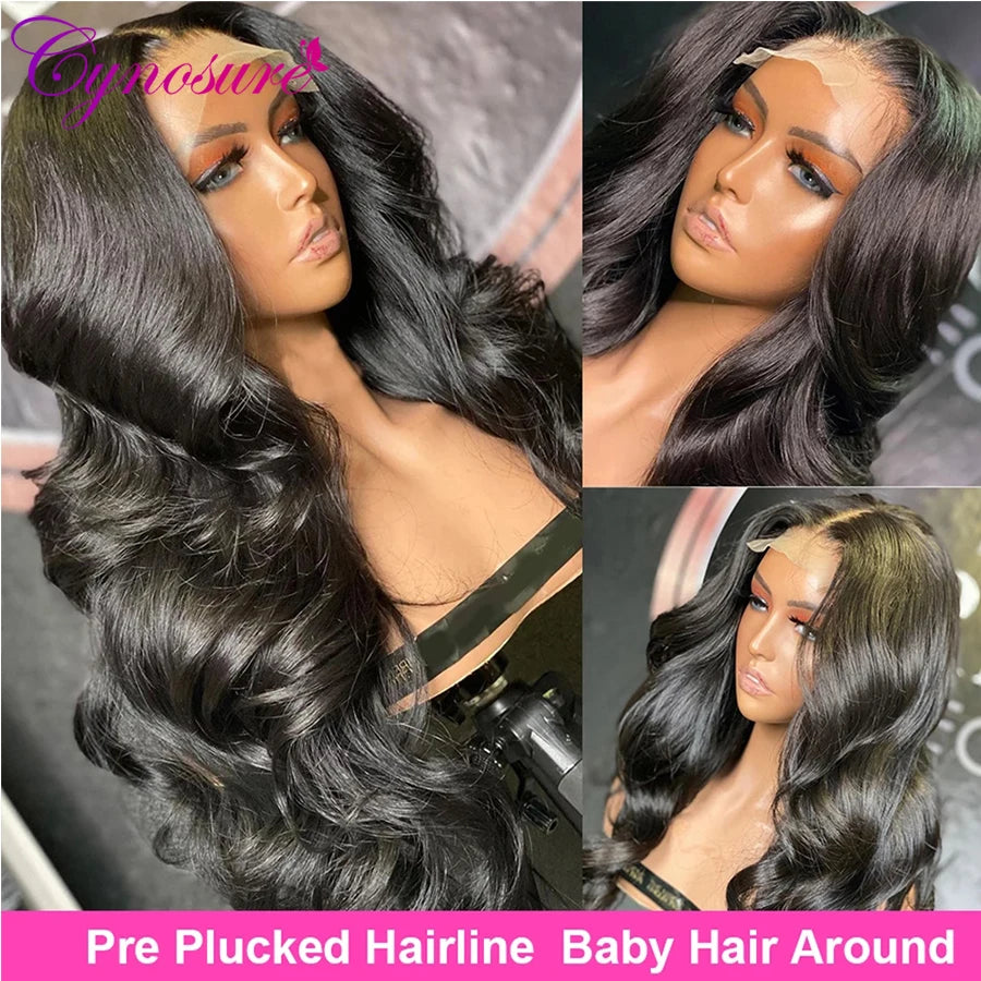 Cynosure HD Transparent Lace Front Human Hair Wigs PrePlucked 13x6 180% Brazilian Body Wave Lace Frontal Wig With Baby Hair Remy