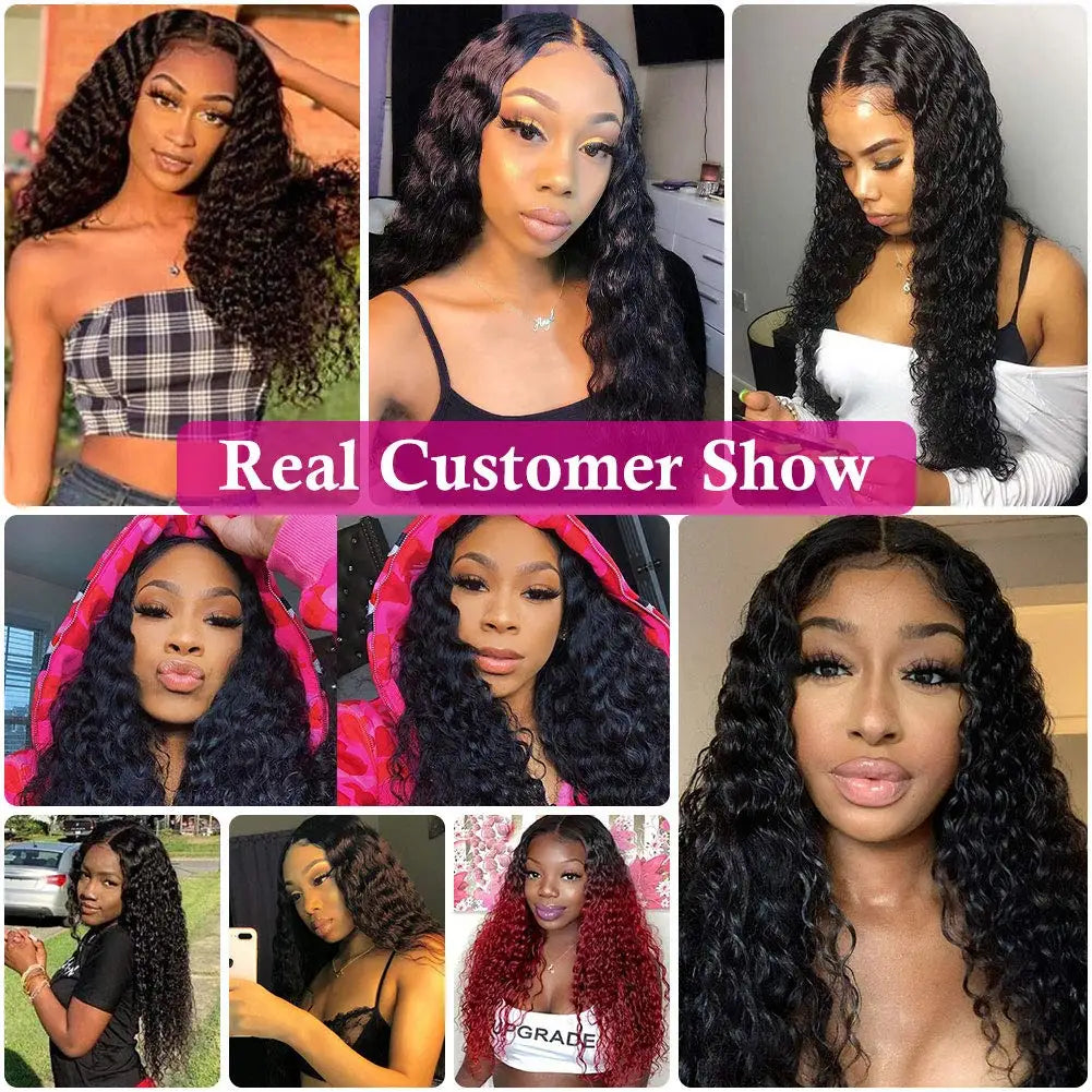 13x4 HD Transparent Lace Front Human Hair Wigs For Women Preplucked Remy Peruvian Deep Wave 4x4 Lace Closure Wig Cynosure Hair