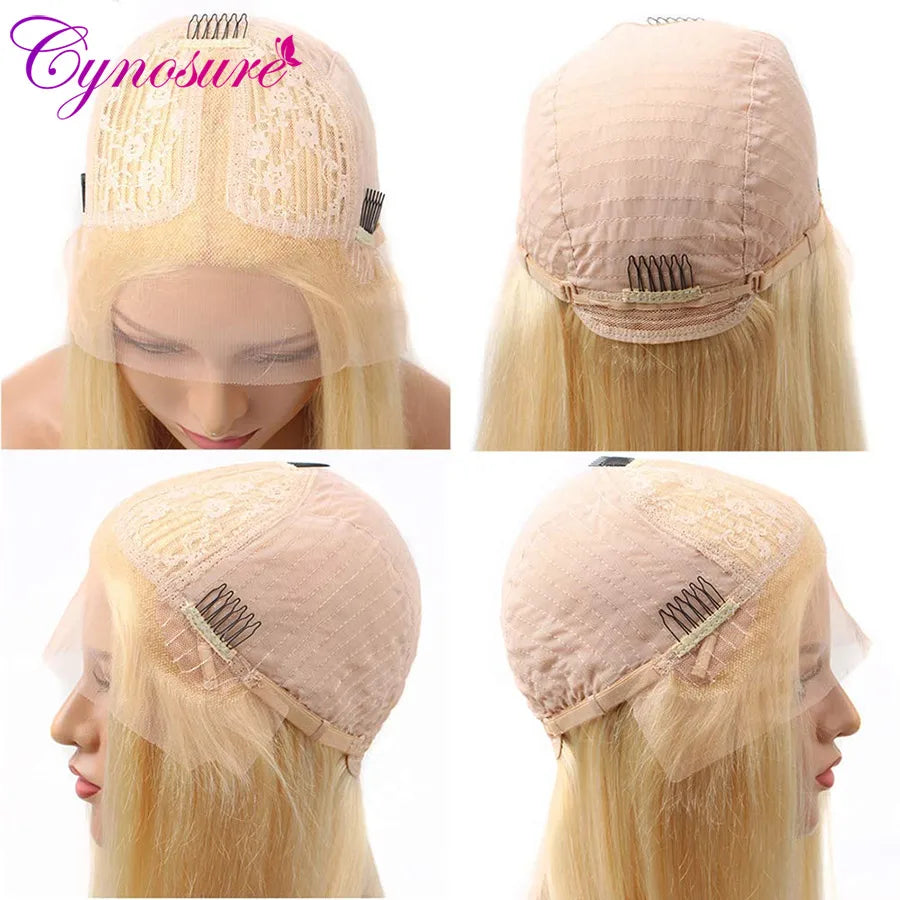 Cynosure 613 Blonde T Part HD Transparent Lace Front Human Hair Wigs For Black Women Brazilian Straight 13x4x1Lace Frontal wigs