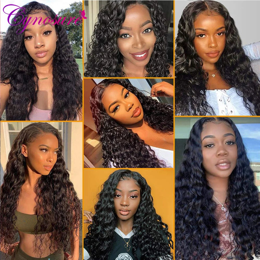 Cynosure HD Transparent Lace Front Human Hair Wigs For Black Women Preplucked Remy Peruvian 13x6 Loose Deep Wave Human Hair Wig