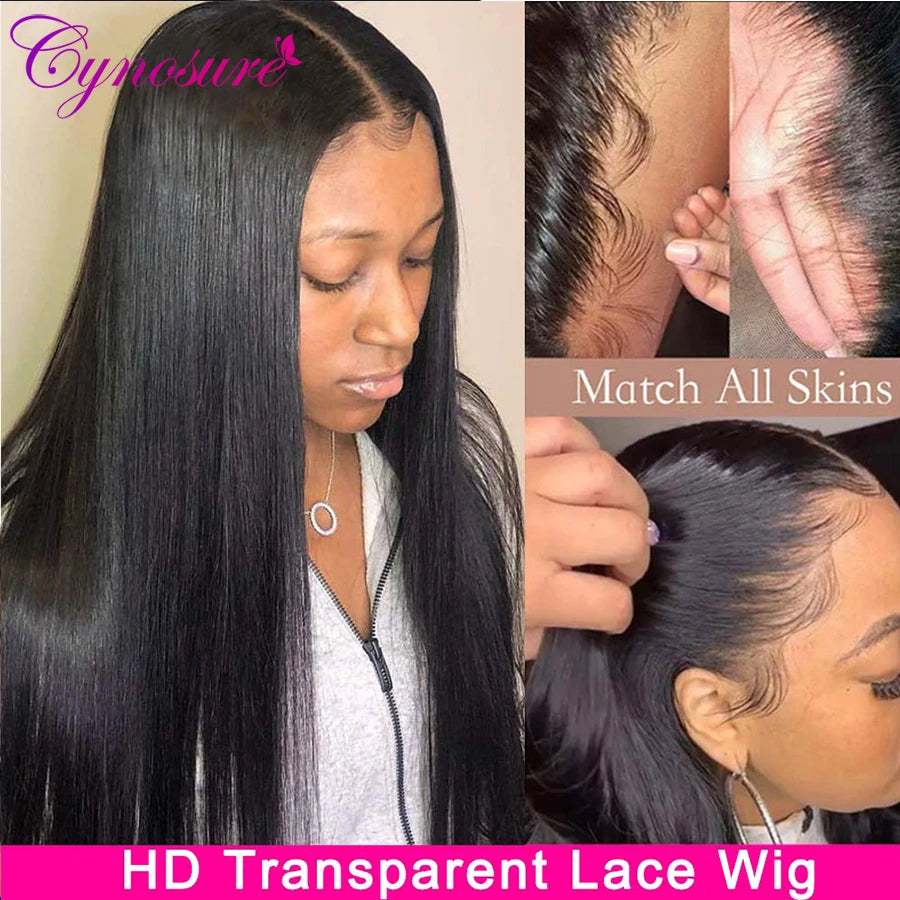 Cynosure Straight Lace Front Human Hair Wigs For Women PrePlucked 13x4 Malaysian Straight Lace Frontal Human Hair Wigs Remy Hair