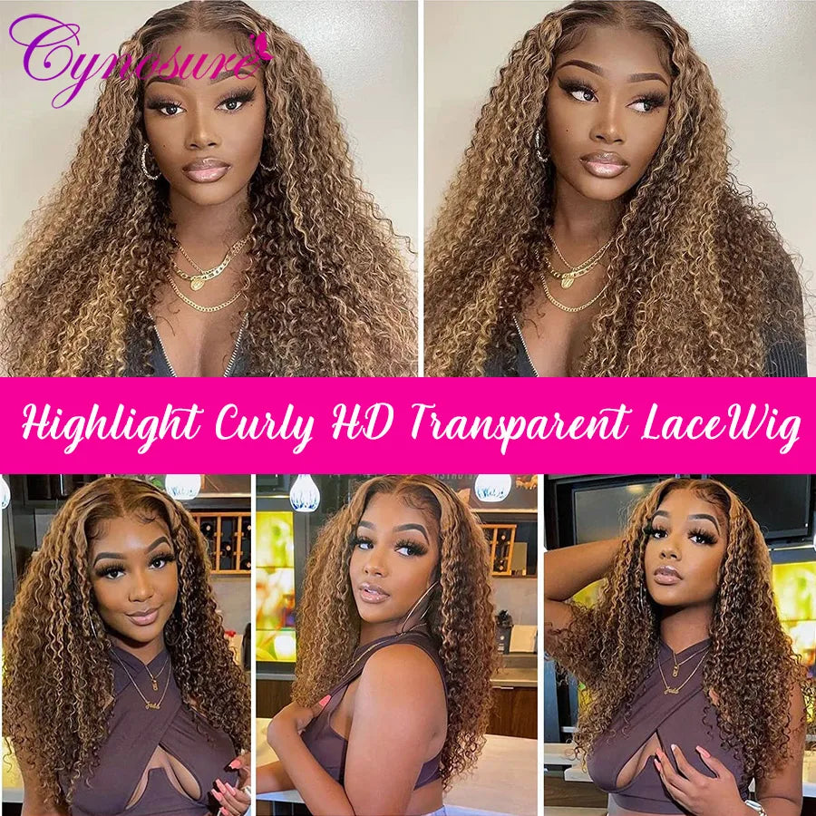 30inch Highlight Lace Front Human Hair Wigs For Women 13x4/13x6 HD Lace Frontal Wig Red Burgundy Brazilian Curly Human Hair Wig