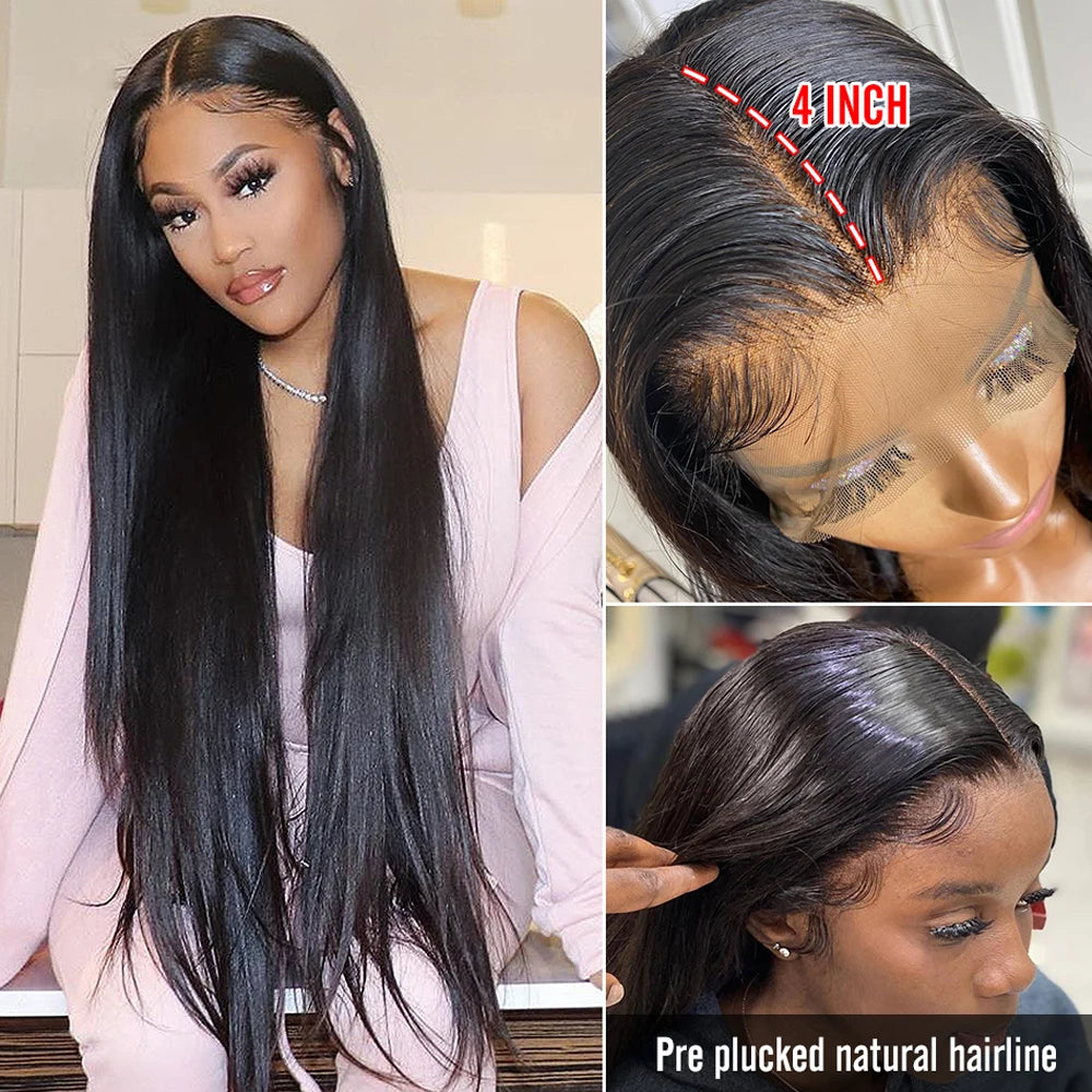 Cynosure HD Transparent Lace Frontal Wigs T Part 150 Density Brazilian Straight Lace Front Wig Remy Straight Human Hair Wigs