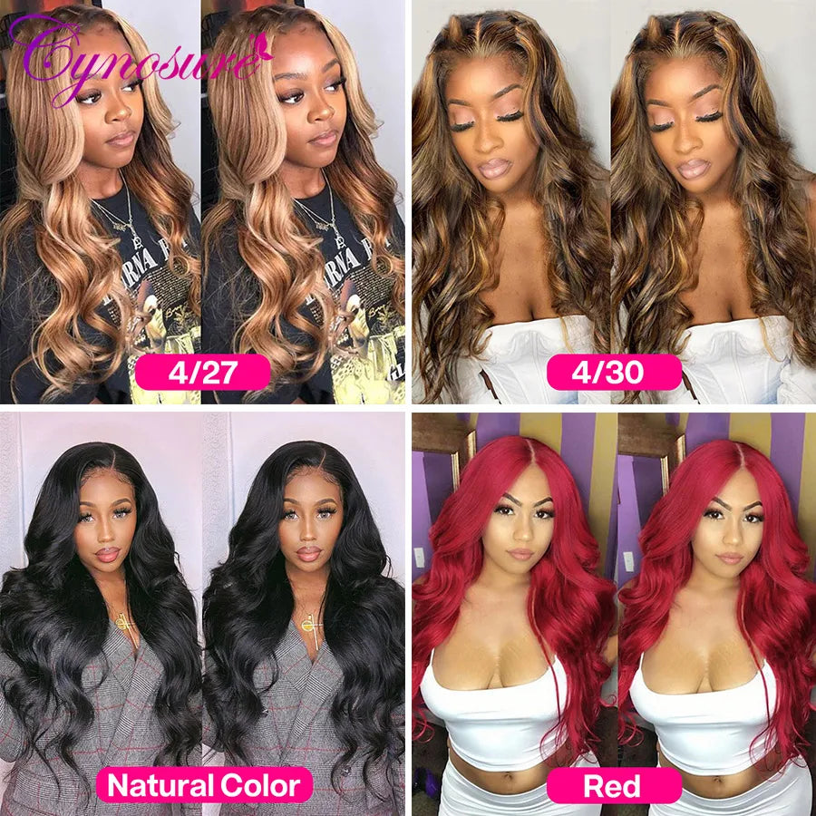 Cynosure Highlight Wig Human Hair 13x4 Body Wave Lace Front Wig For Black Women Pre Plucked Colored Lace Front Human Hair Wigs