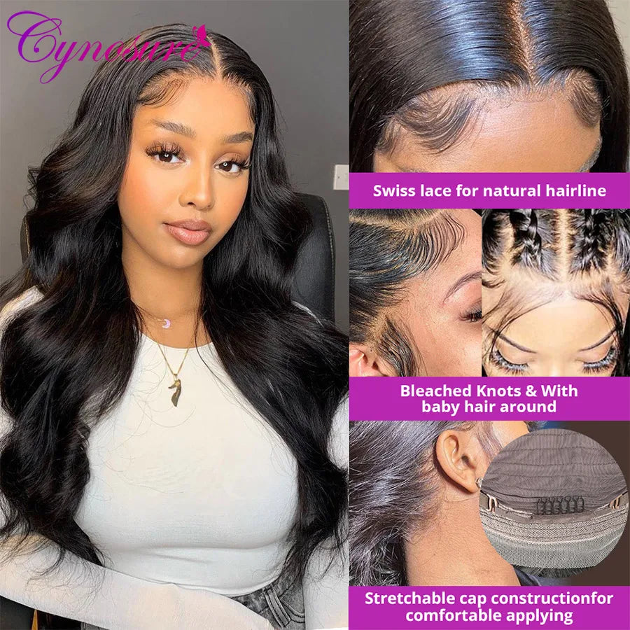 Cynosure 5x5 Lace Closure Wig HD Transparent Lace Front Human Hair Wigs For Women Brazilian Body Wave Remy HD Lace Frontal Wig