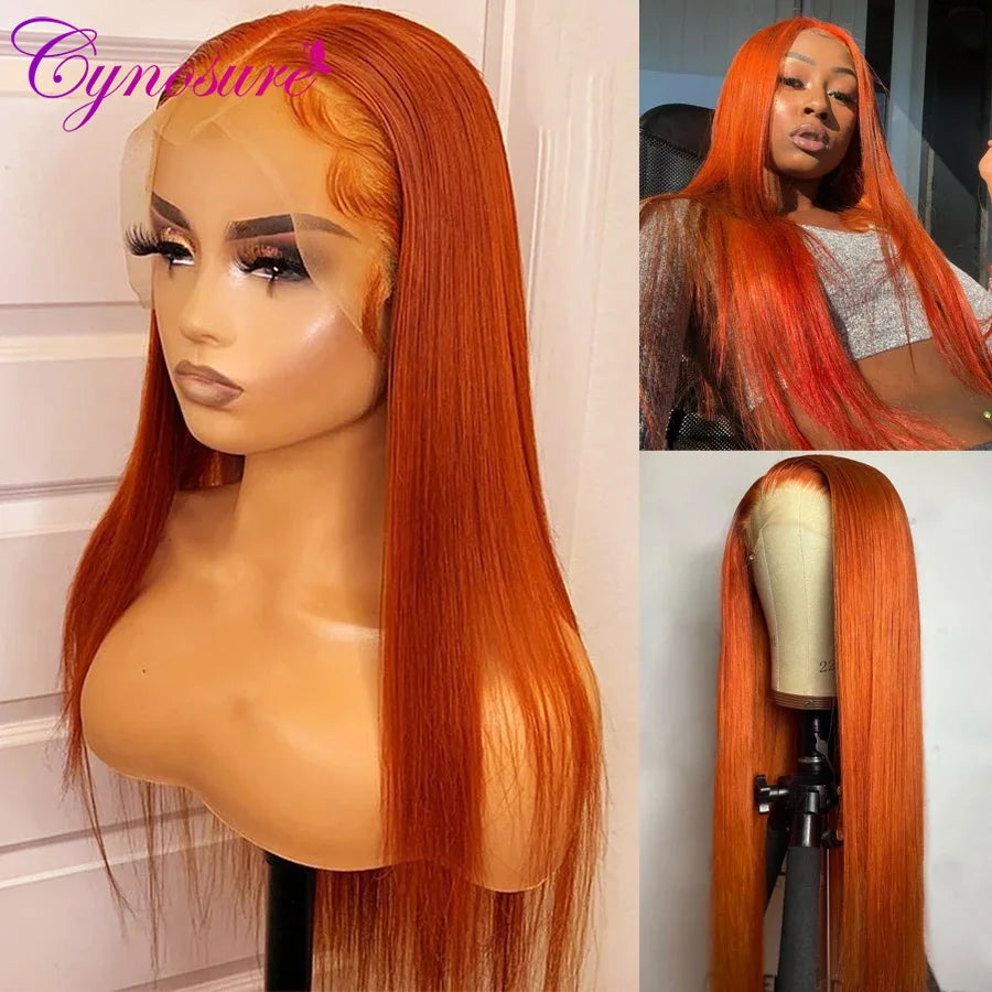 Cynosure Orange Ginger Brazilian 13x4 Lace Front Human Hair Wigs For Women Straight Lace Front Wig Remy Human Hair Frontal Wig