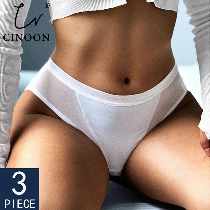 CINOON 3PCS/Set Women Panties Sexy Mesh Lingerie Transparent Female Underwear For Woman Low-Rise Underpant Girls Panties Briefs