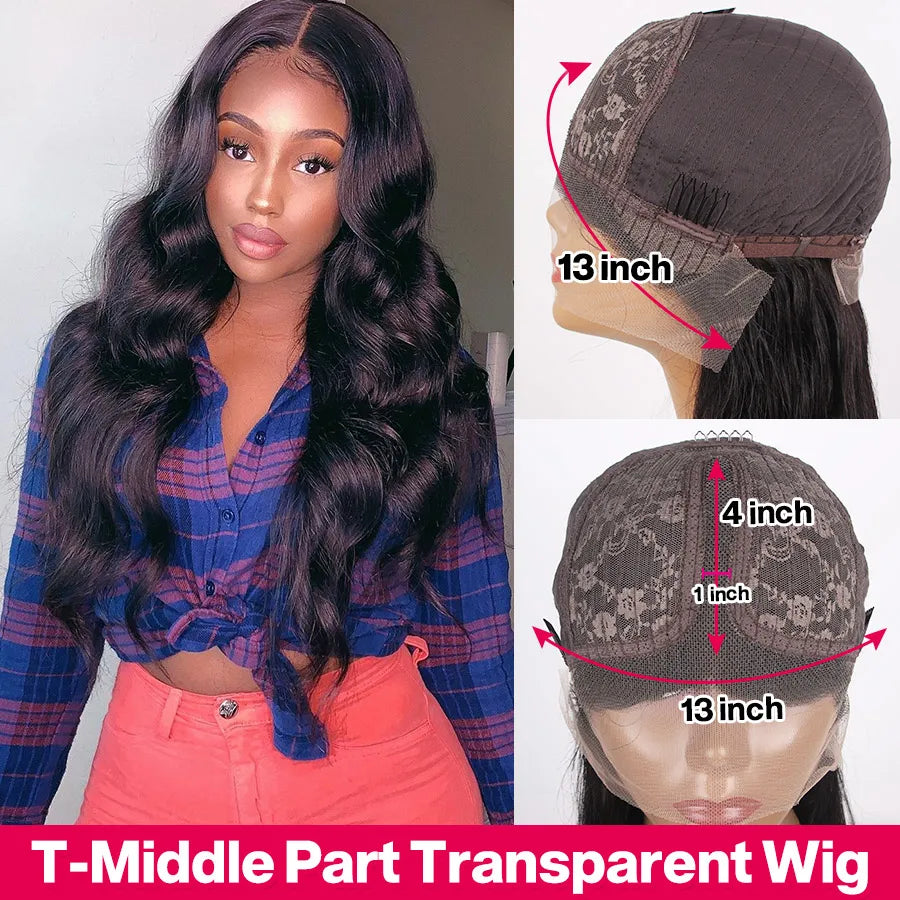 Cynosure HD Transparent Highlight Colored Human Hair Wigs For Black Women Pre Plucked T Middle Part Lace Front Human Hair Wigs