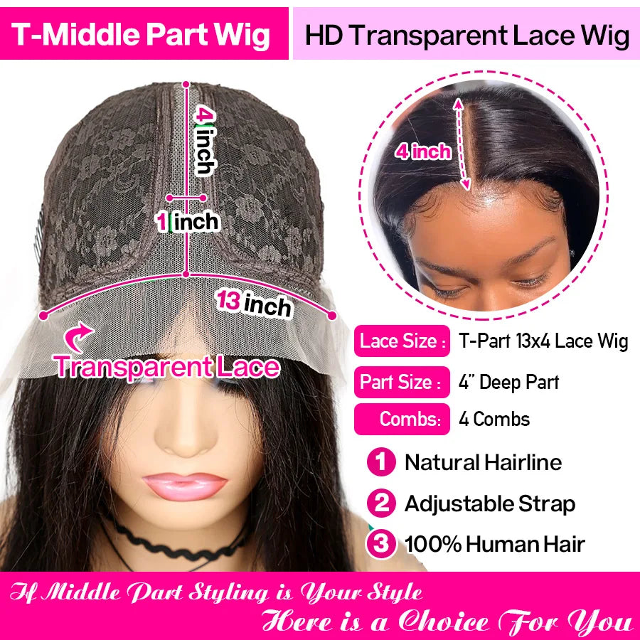 Cynosure HD Transparent Lace Front Human Hair Wigs For Women Preplucked T Part Brazilian Body Wave Lace Frontal Wig Remy Hair