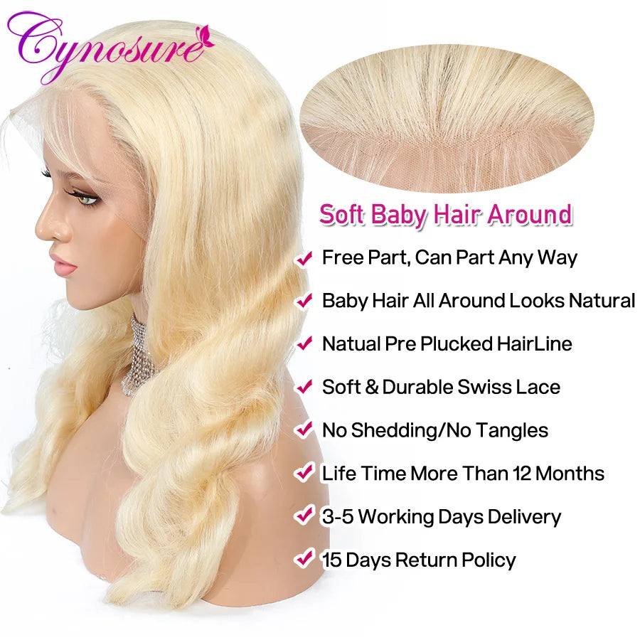 Cynosure 30inch 613 Blonde Lace Front Wig Human Hair Wigs For Women Transparent Lace Frontal Wig Blonde Body Wave Human Hair Wig