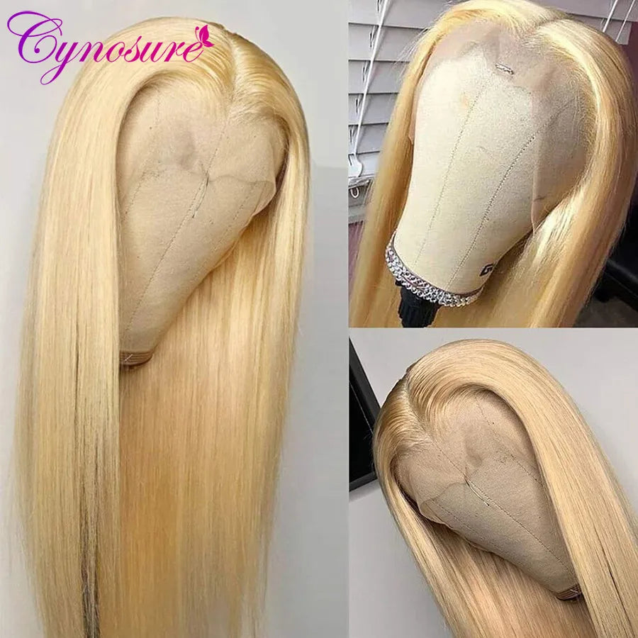 Cynosure 613 Blonde T Part HD Transparent Lace Front Human Hair Wigs For Black Women Brazilian Straight 13x4x1Lace Frontal wigs