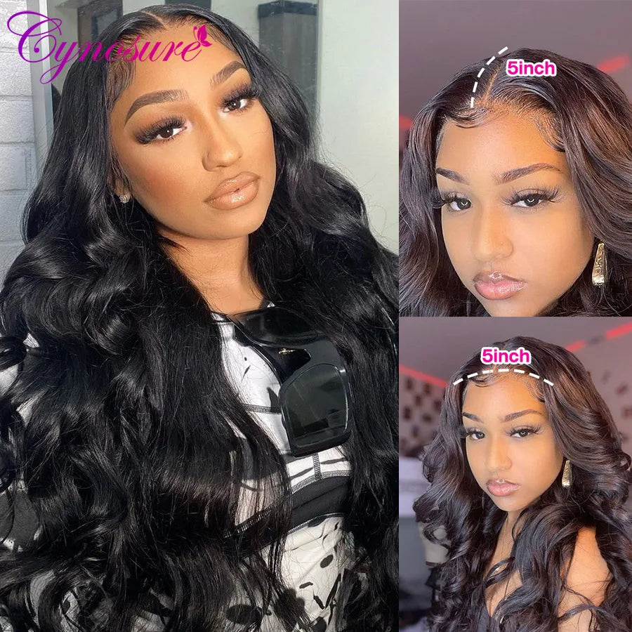 Cynosure 5x5 Lace Closure Wig HD Transparent Lace Front Human Hair Wigs For Women Brazilian Body Wave Remy HD Lace Frontal Wig