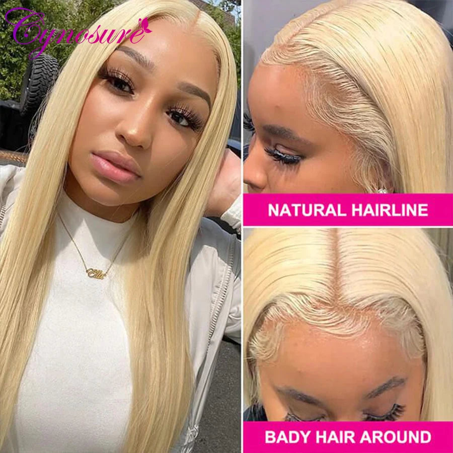 Cynosure 613 Blonde Lace Front Wig 13x4 HD Transparent Lace Frontal Wig PrePlucked 28 30 Inch Brazilian Straight Human Hair Wigs