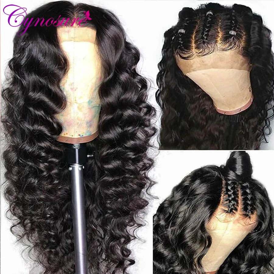 Cynosure HD Transparent Lace Front Human Hair Wigs For Black Women Preplucked Remy Peruvian 13x6 Loose Deep Wave Human Hair Wig