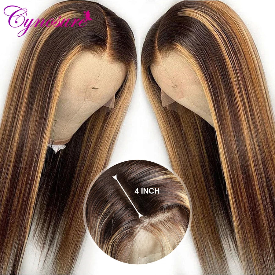 Cynosure #4/27 Highlight Human Hair Wigs Pre Plucked 13x4  Straight Lace Front Human Hair Wigs For Black Women Remy Frontal Wig