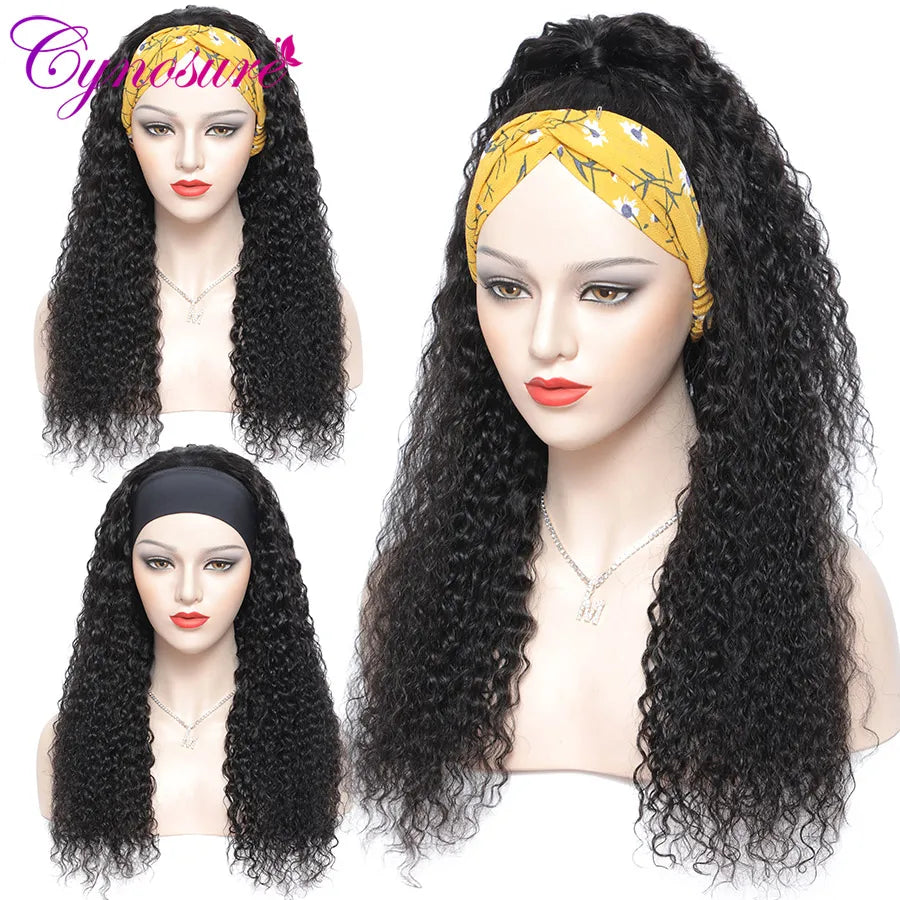 Cynosure Headband Wig Human Hair Glueless Brazilian Water Wave Human Hair Wigs For Women Remy Full Machine Made Deep Wave Hair