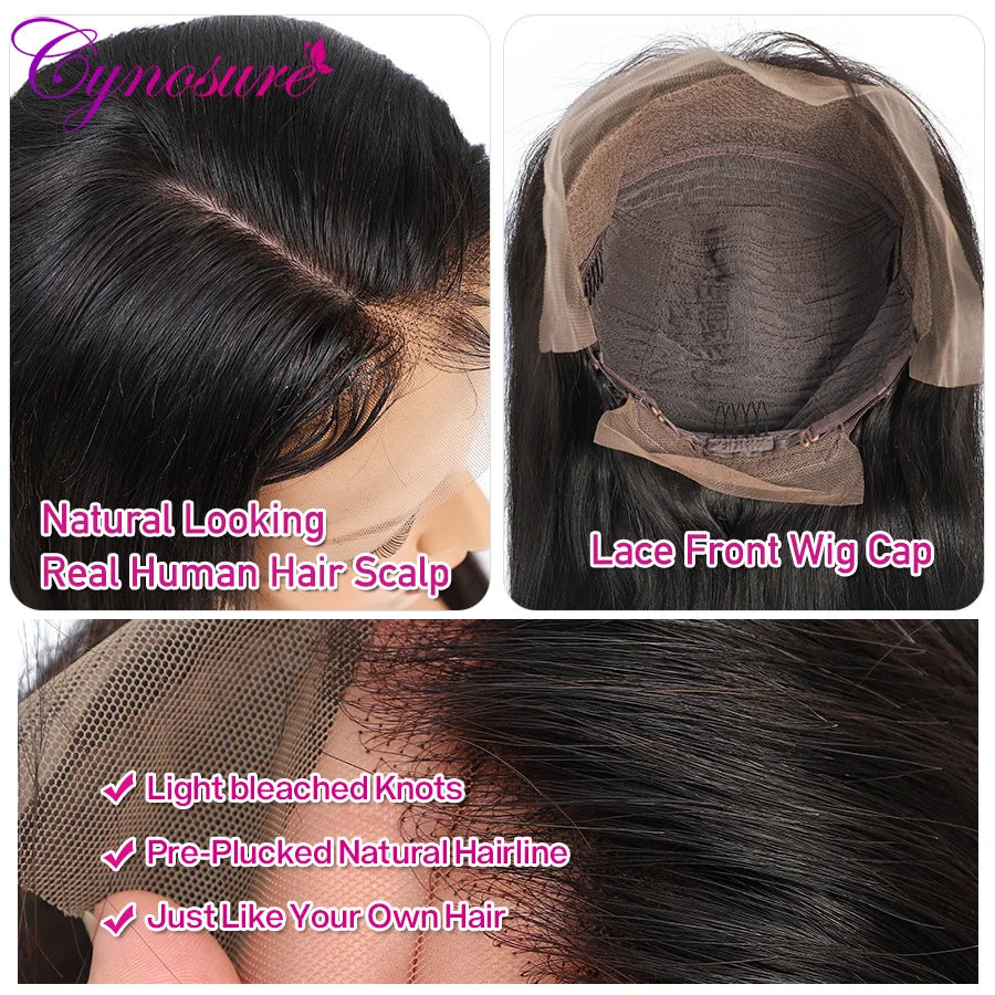 Cynosure Silk Lace Front Human Hair Wigs Pre Plucked Hairline Brazilian Straight Lace Frontal Wig With Baby Hair Remy