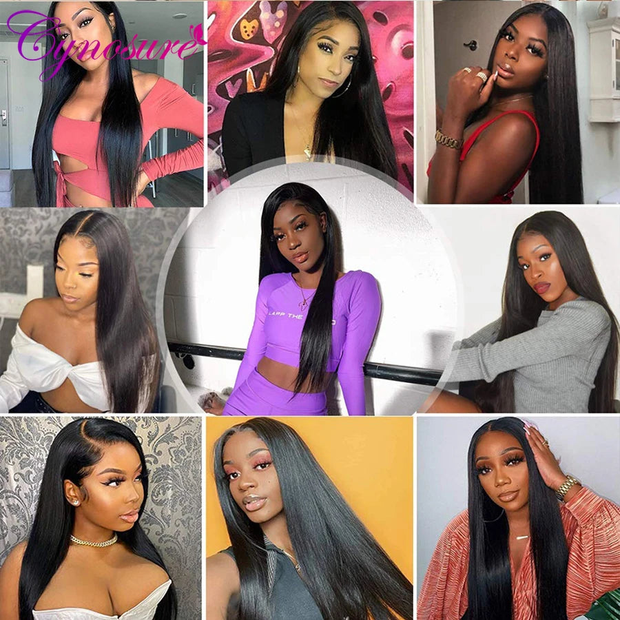 Cynosure HD Transparent 5x5 Lace Closure Wig 13x4 Lace Front Human Hair Wigs For Black Women Straight Lace Frontal Wigs Full End