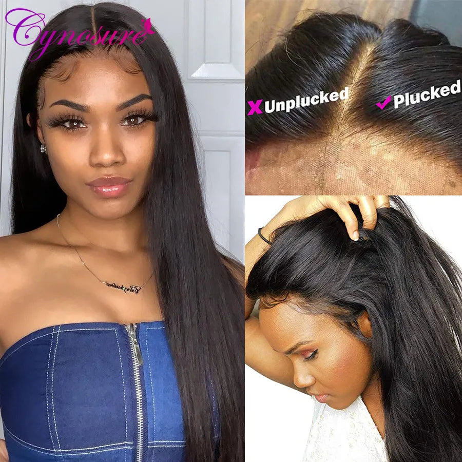 Cynosure HD Transparent Lace Front Human Hair Wigs For Black Women Brazilian Straight Lace Wig T Middle Part Lace Frontal Wig