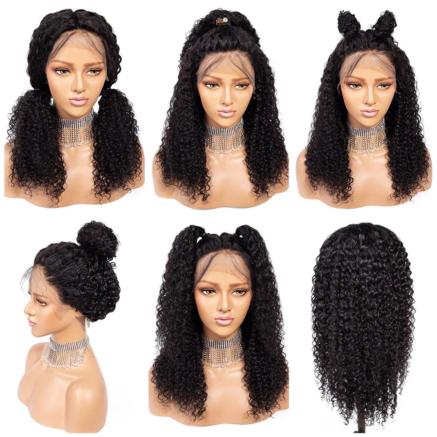 Cynosure Kinky Curly Human Hair Wigs 150% Density 13x4 Peruvian Human Hair Wigs Natural Color Remy Lace Front Human Hair Wigs