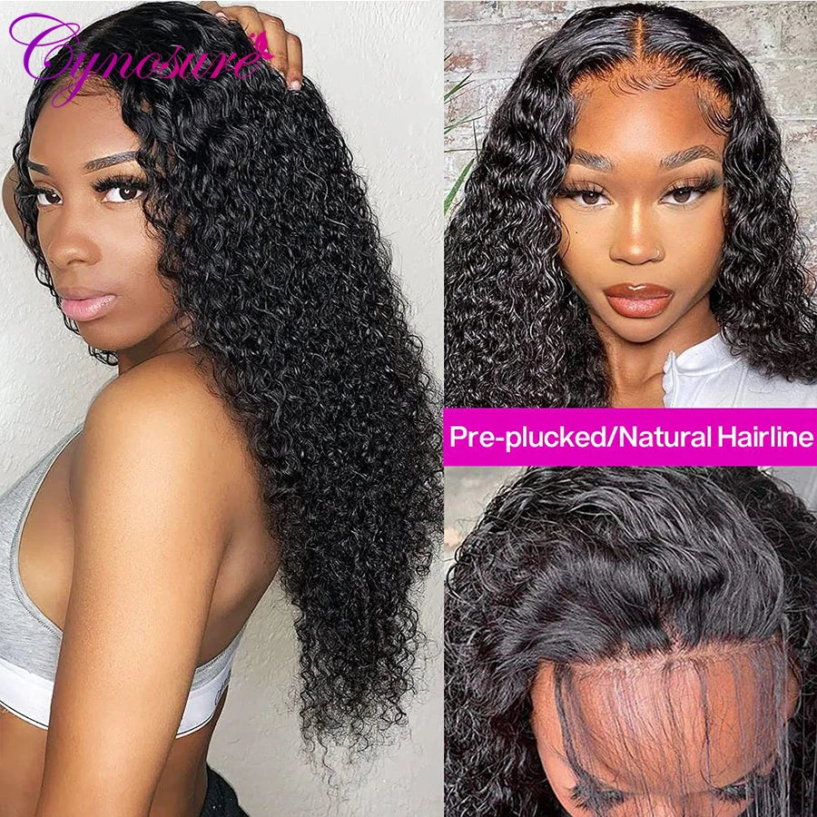 Cynosure HD Transparent 13x4 Lace Front Human Hair Wigs For Women Preplucked Mongolian Kinky Curly Remy Lace Frontal Wig